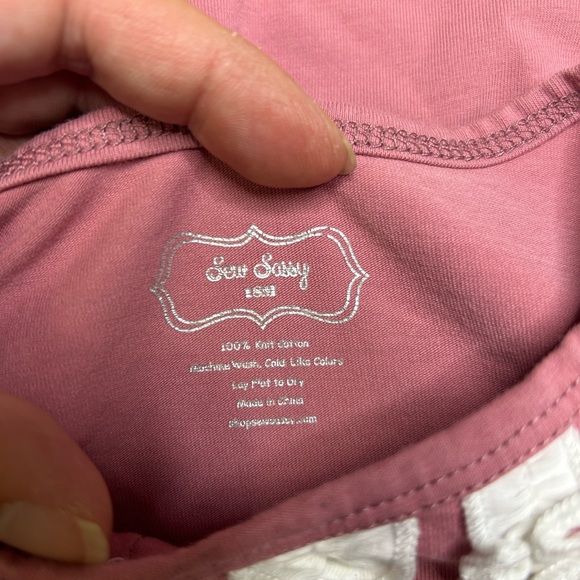 Pink Ruffled Kids Dress with Lace Trim Sew Sassy 18M. SKU A41 - Picture 3 of 4